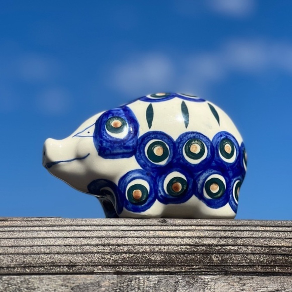 VINTAGE Polish Ceramika Artystyczna hand painted ceramic pig